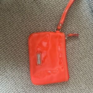 Nine West Orange Glossy Clutch Wristlet